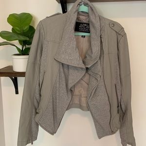 Blanc Noir Leather/Fabric Jacket